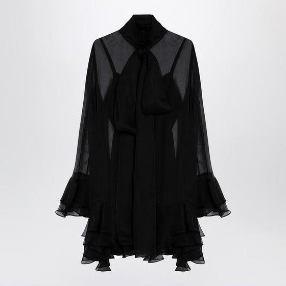 Valentino Semi transparent black silk dress