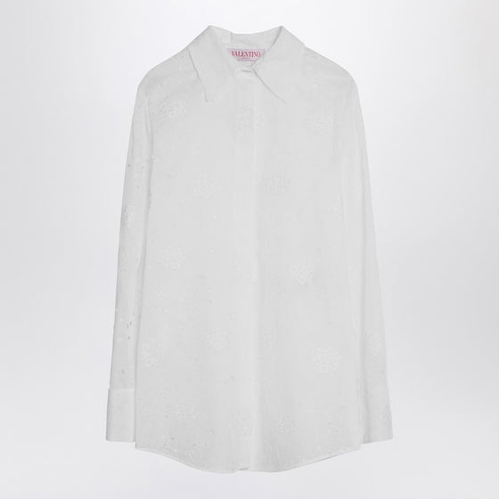 Valentino Ivory Organdis Daisy Shirt