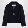 Valentino Single-breasted navy wool crop jacket