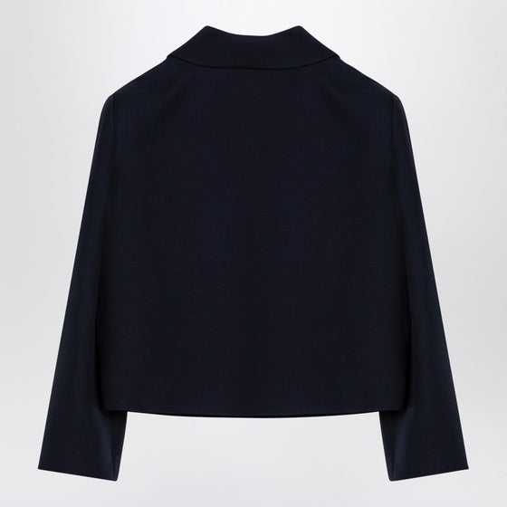 Valentino Single-breasted navy wool crop jacket
