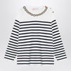 Valentino Ivory/navy striped jersey with embroidery