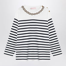  Valentino Ivory/navy striped jersey with embroidery