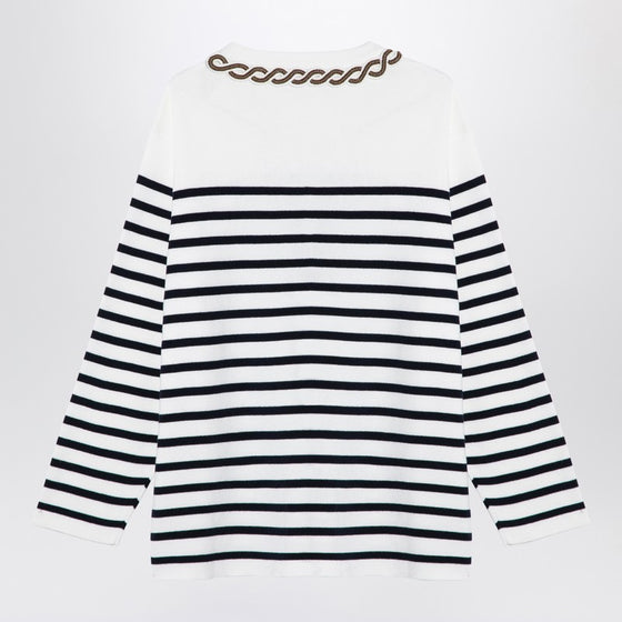 Valentino Ivory/navy striped jersey with embroidery