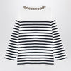 Valentino Ivory/navy striped jersey with embroidery