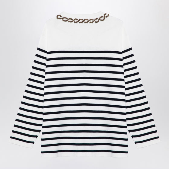Valentino Ivory/navy striped jersey with embroidery