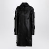 Valentino Black leather coat with embroidery