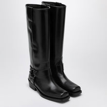  Valentino Garavani Black leather Biker Rockstud high boot