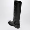 Valentino Garavani Black leather Biker Rockstud high boot