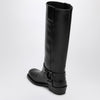Valentino Garavani Black leather Biker Rockstud high boot