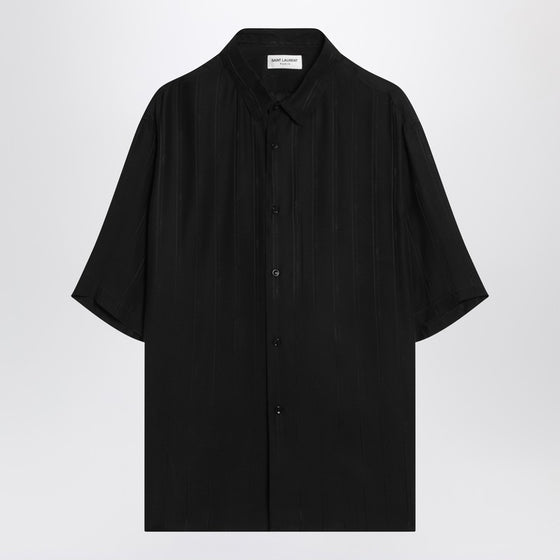 Saint Laurent Black silk shirt with Cassandre logo