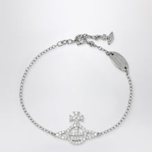 Vivienne Westwood Platinum Orb logo bracelet with crystals