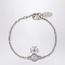  Vivienne Westwood Platinum Orb logo bracelet with crystals