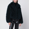 STAND STUDIO Petrol green short faux-fur jacket
