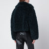 STAND STUDIO Petrol green short faux-fur jacket