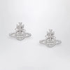 Vivienne Westwood Platinum-Tone Metal Orb Earrings with Crystals
