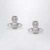 Vivienne Westwood Platinum-Tone Metal Orb Earrings with Crystals