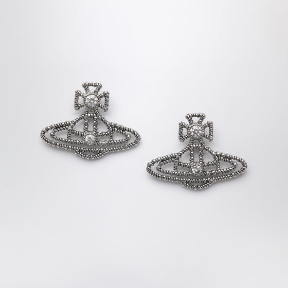Vivienne Westwood Platinum Orb logo earrings