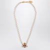 Vivienne Westwood Kitty Pearl necklace with gold finish