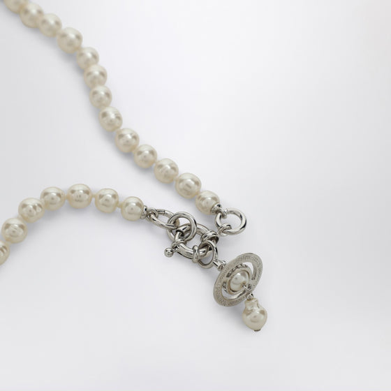 Vivienne Westwood Aleksa Pearl Necklace with Platinum Finish