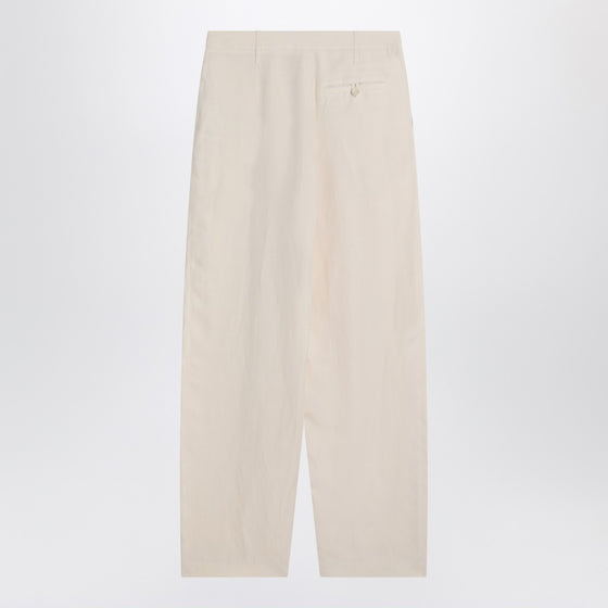 Stella McCartney Wide butter-coloured pants in linen blend