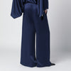Stella McCartney Navy blue oversized viscose satin trousers