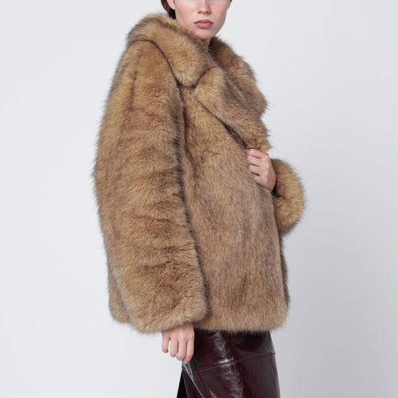 STAND STUDIO Light brown short faux-fur jacket