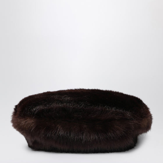 STAND STUDIO Solene beret in brown fur