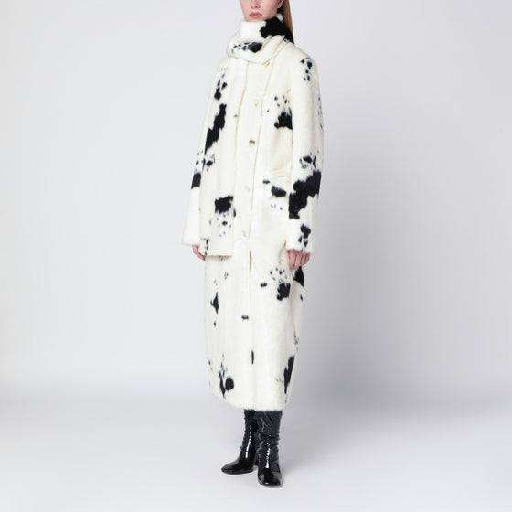 STAND STUDIO Double-breasted faux-fur coat with cow pattern