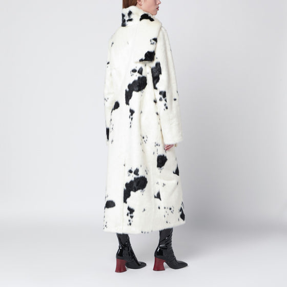 STAND STUDIO Double-breasted faux-fur coat with cow pattern