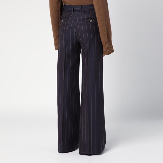 QUELLEDUE Blue wool-blend pinstripe trousers