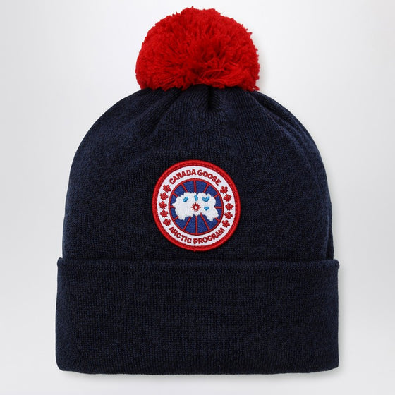 Canada Goose Navy blue wool bonnet with pon pon