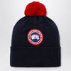 Canada Goose Navy blue wool bonnet with pon pon