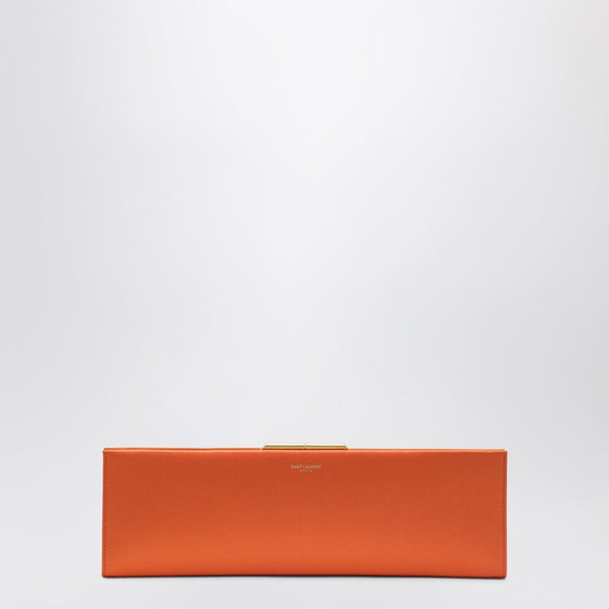 Saint Laurent Midnight Clutch Large in Orange Satin