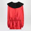 Valentino Red silk blouse with black collar