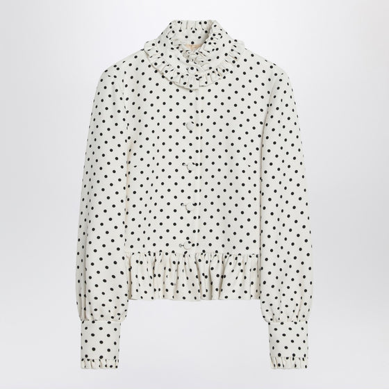 Valentino White single-breasted jacket with black polka dots