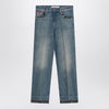 Valentino Washed blue jeans with floral fabric trims