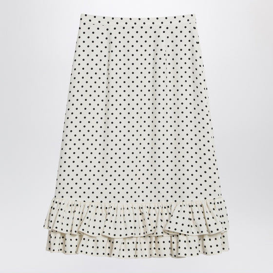 Valentino Ivory polka-dot skirt with ruffles