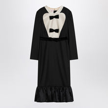  Valentino Black midi wool dress with bows