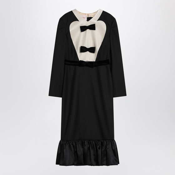Valentino Black midi wool dress with bows