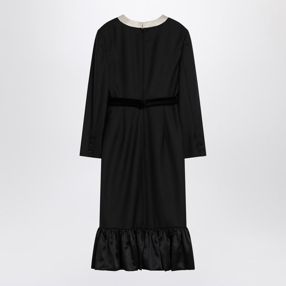 Valentino Black midi wool dress with bows