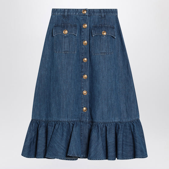 Valentino Blue denim midi skirt