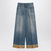 Valentino Blue washed jeans with jacquard bottoms