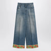 Valentino Blue washed jeans with jacquard bottoms