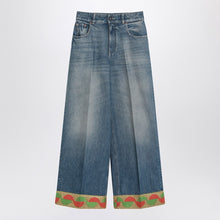  Valentino Blue washed jeans with jacquard bottoms