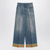 Valentino Blue washed jeans with jacquard bottoms