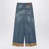 Valentino Blue washed jeans with jacquard bottoms