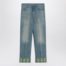  Valentino Faded blue jeans with jacquard background