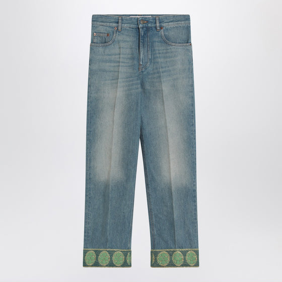 Valentino Faded blue jeans with jacquard background