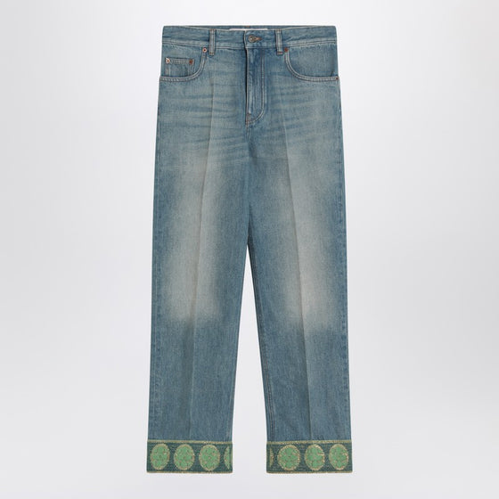 Valentino Faded blue jeans with jacquard background