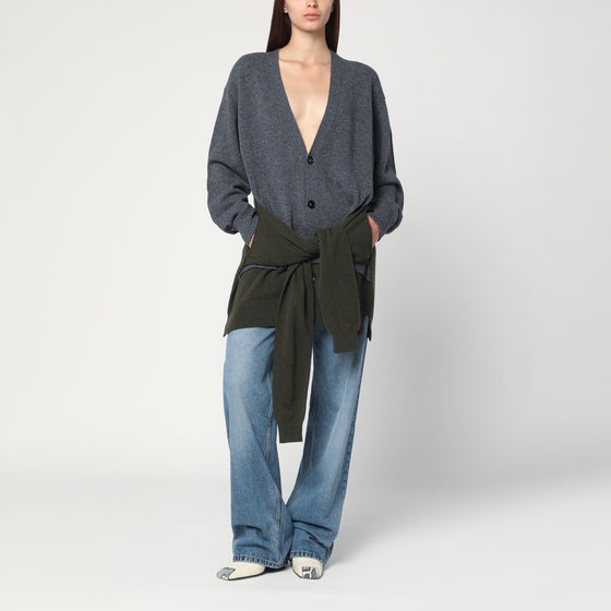 Stella McCartney Grey/dark green cardigan with crossed sleeves